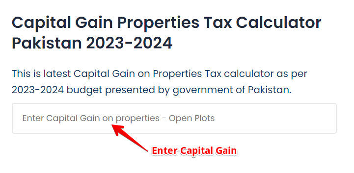 Enter Capital Gain on Properties